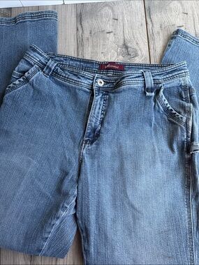 Women’s Light Blue LEE riveted cargo Jeans 14L Long vintage